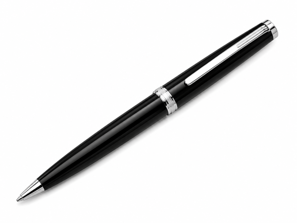 Black Resin Ballpoint Pen with Metal Trim - Style A