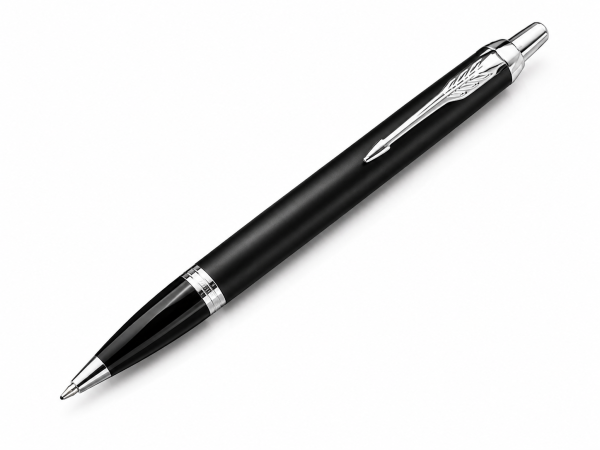 Matte Black Ballpoint Pen with Chrome Trim